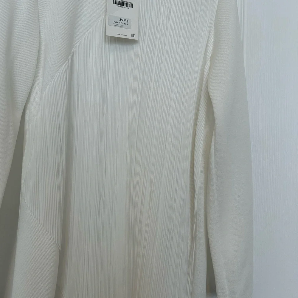 Zara Ivory Ribbed Blouse - Picture 6 of 6